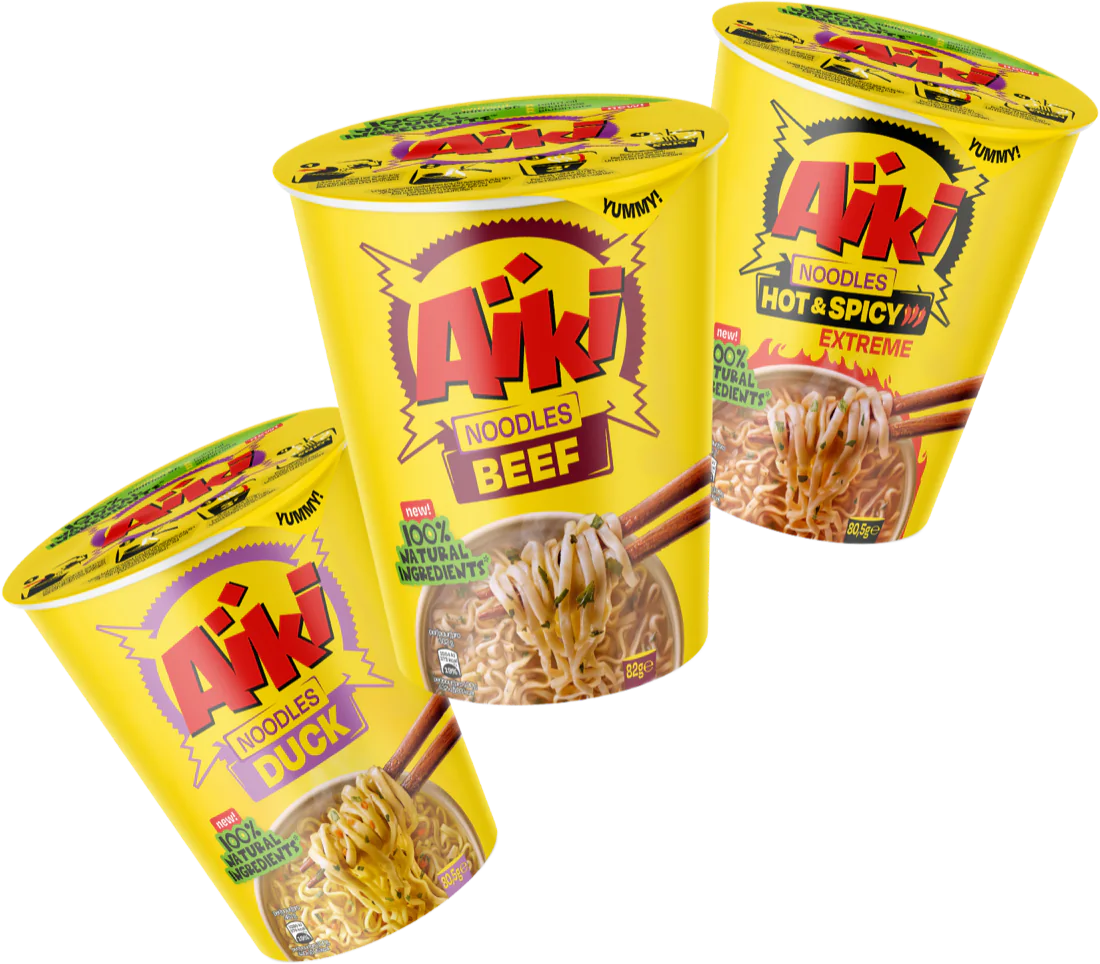 Cups Aïki Noodles Duck, Beef en Hot & Spicy Extreme